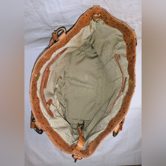 GILI Got It Love It Brown/Tan Leather Ostrich Tote Crossbody bag - Picture 7 of 15